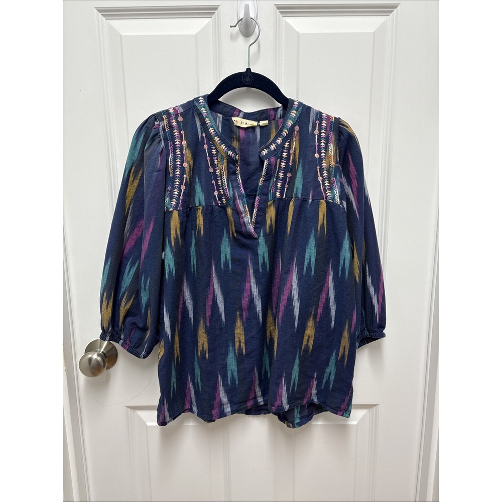 Roller Rabbit IKAT MICHI TOP INDIGO Size Medium